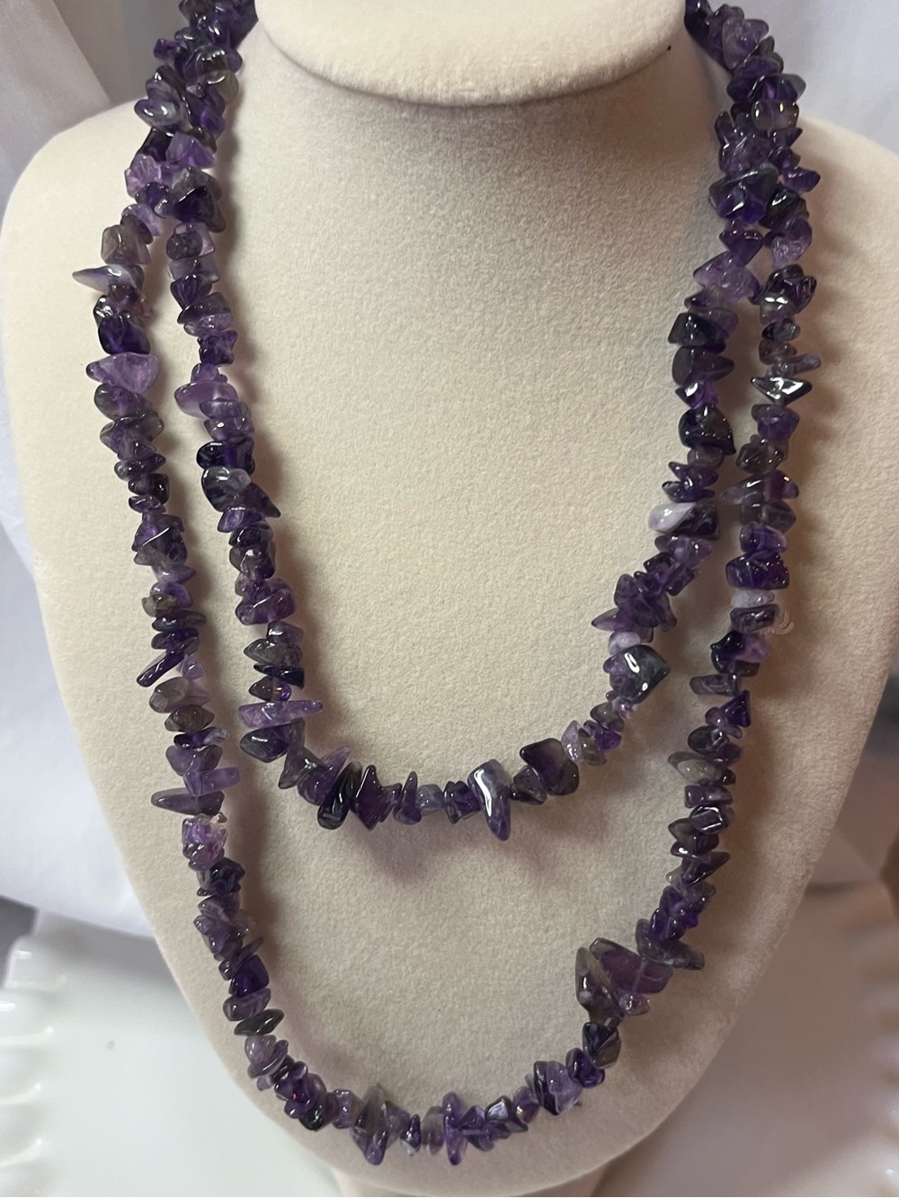 Classic Amethyst Chip Necklace - Deep Purple Gemstone Strand